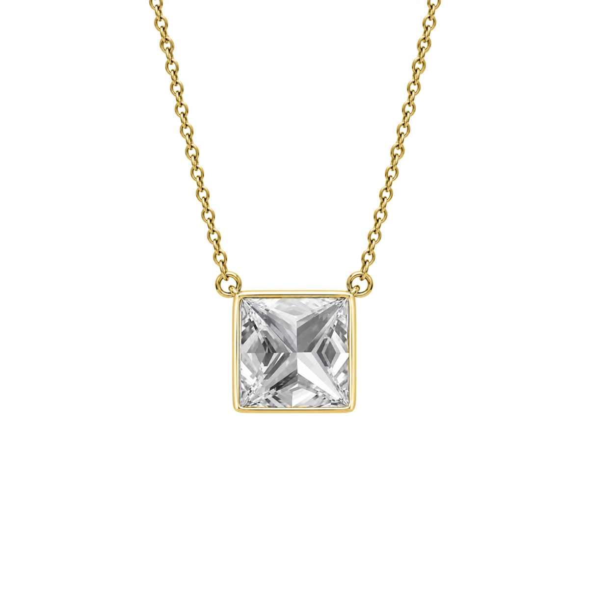 1-6 ctw Mixed Solitaire Bezel Pendant Necklace