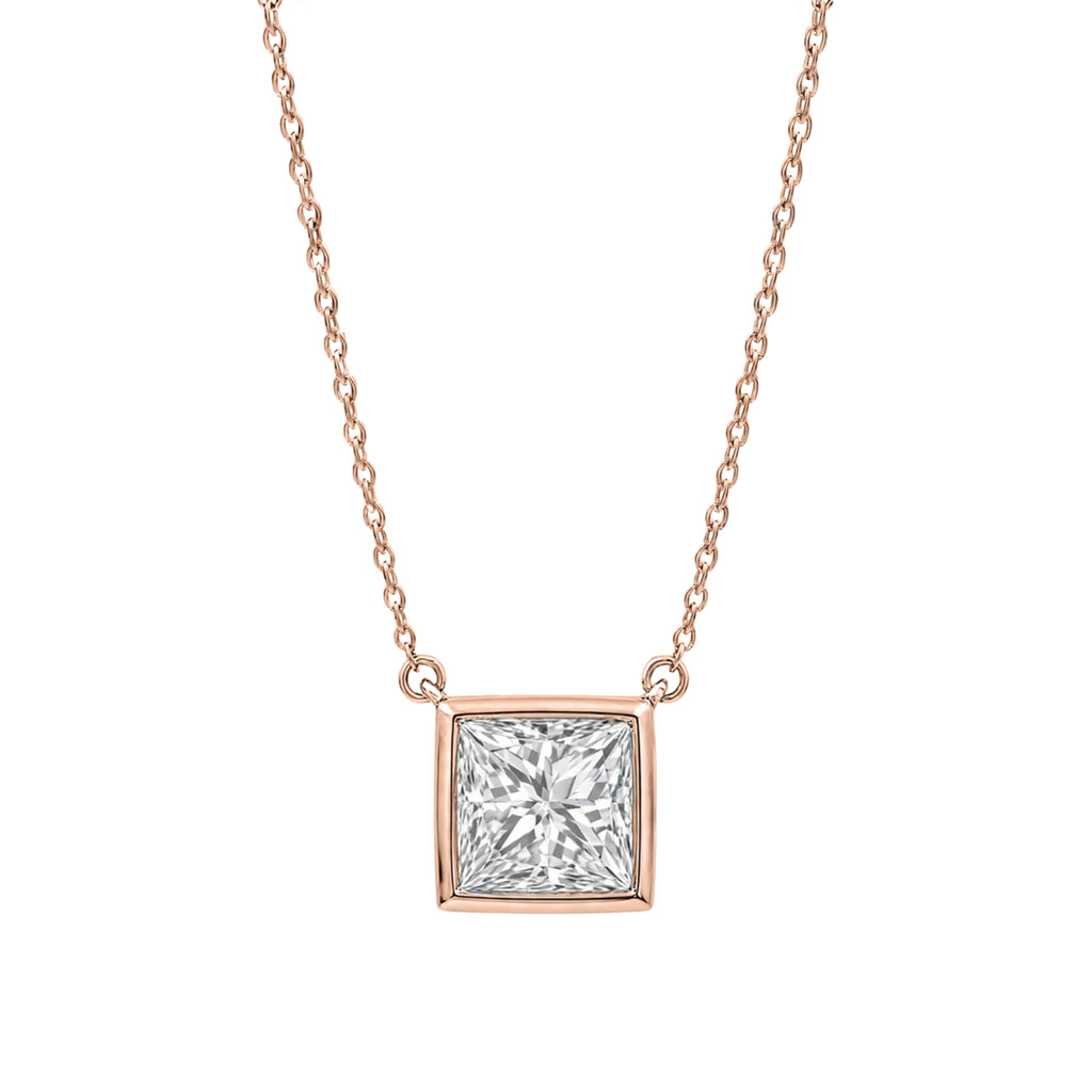 1-6 ctw Mixed Solitaire Bezel Pendant Necklace