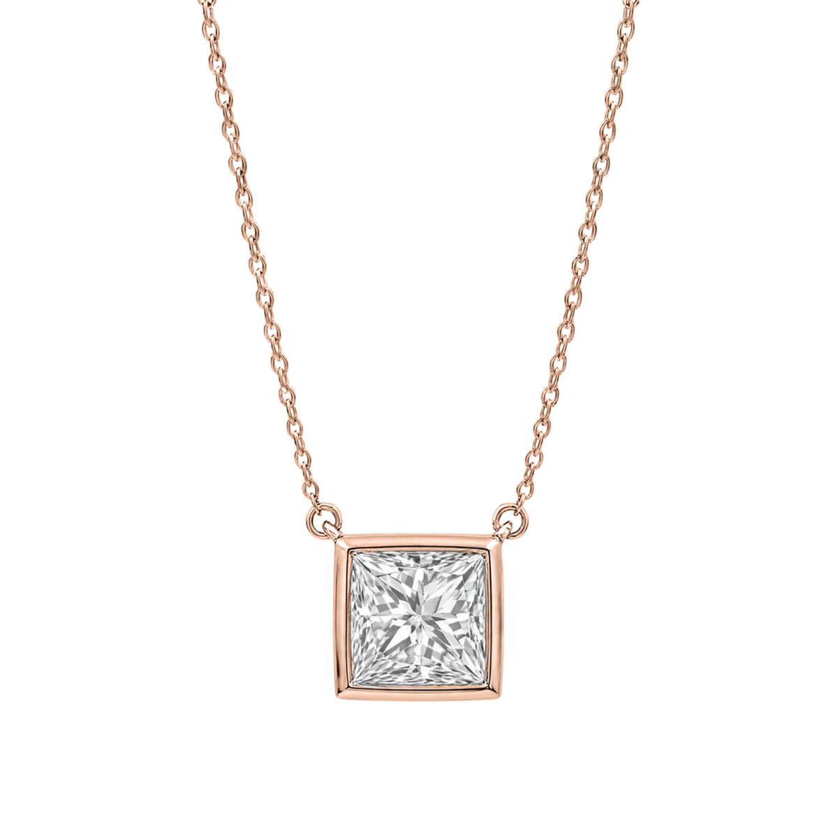 1-6 ctw Mixed Solitaire Bezel Pendant Necklace