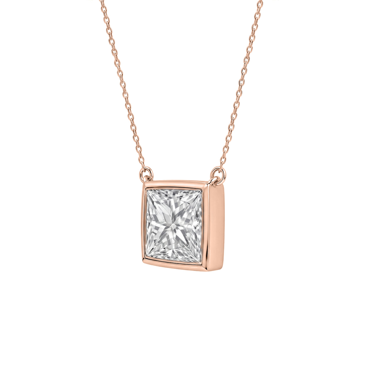1-6 ctw Mixed Solitaire Bezel Pendant Necklace