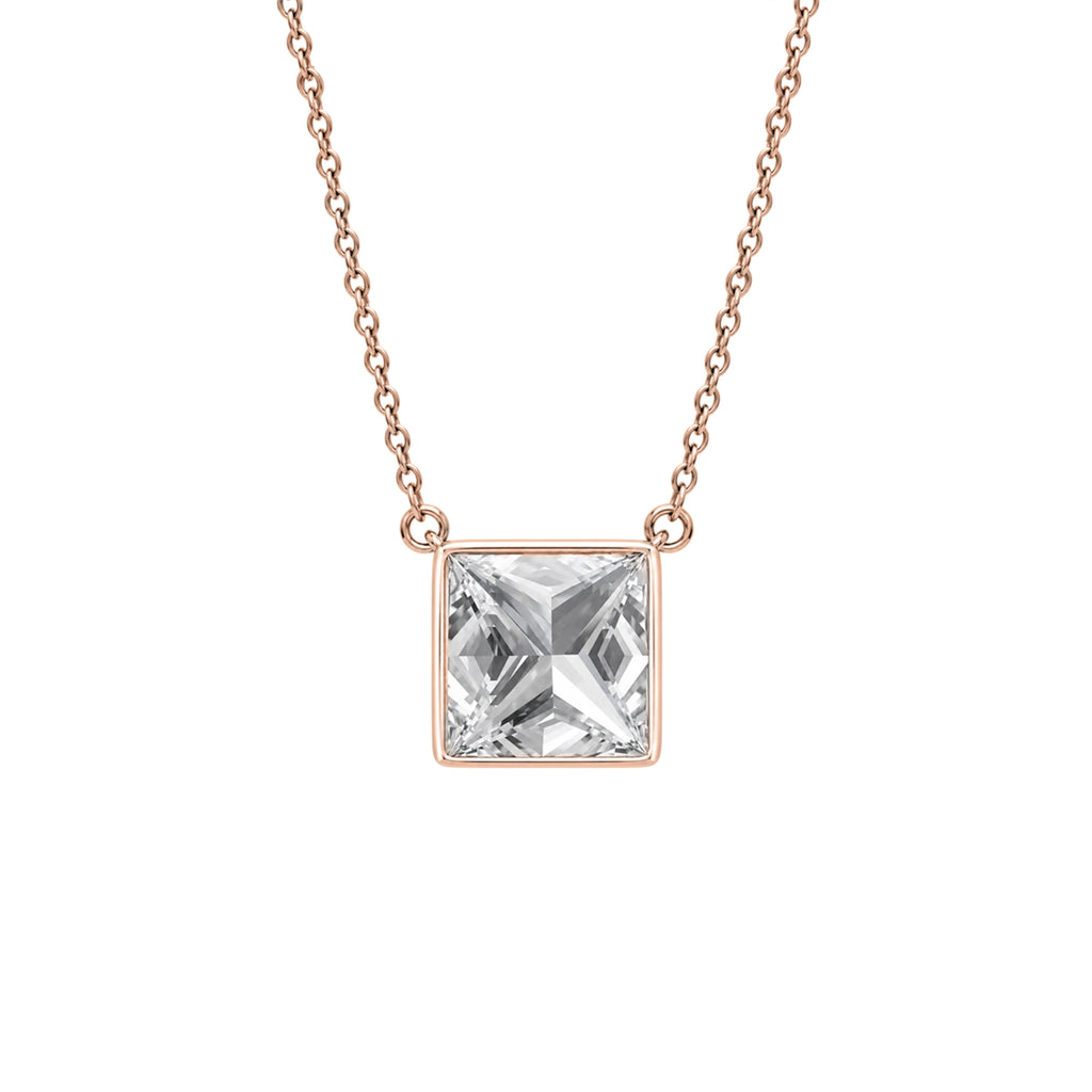 1-6 ctw Mixed Solitaire Bezel Pendant Necklace