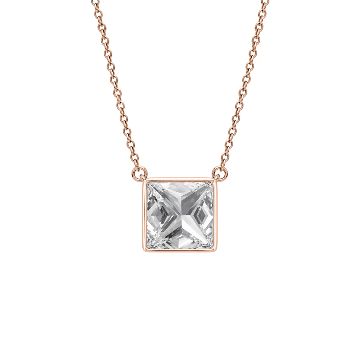 1-6 ctw Mixed Solitaire Bezel Pendant Necklace