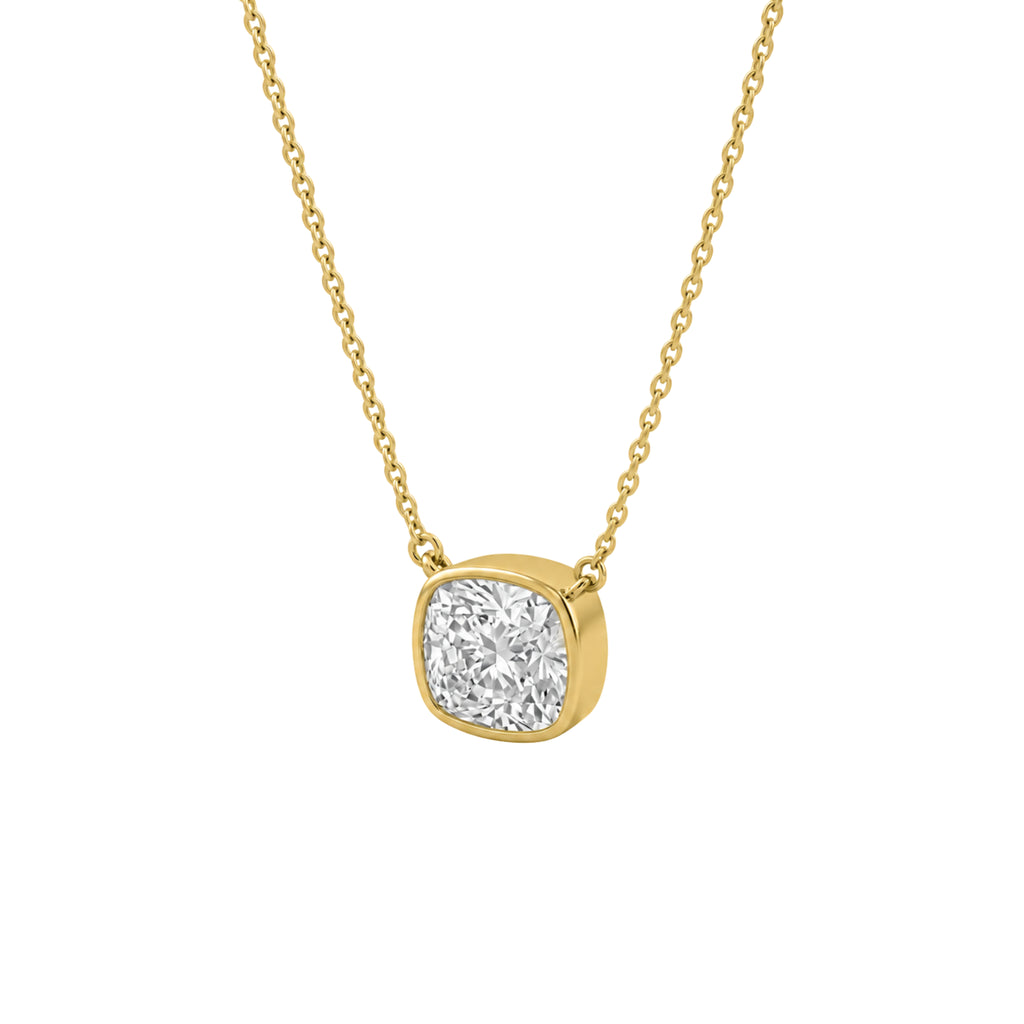 1-6 ctw Mixed Solitaire Bezel Pendant Necklace