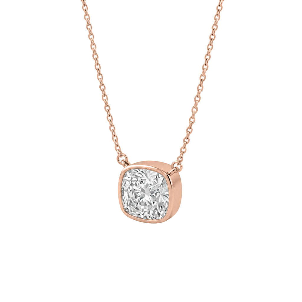 1-6 ctw Mixed Solitaire Bezel Pendant Necklace