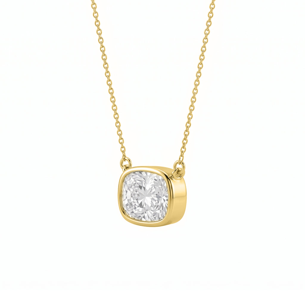 1-6 ctw Mixed Solitaire Bezel Pendant Necklace