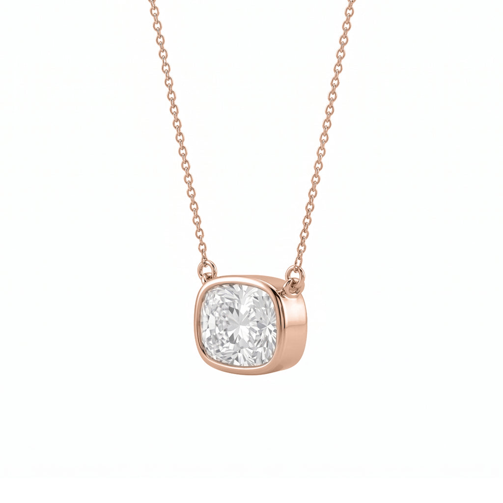 1-6 ctw Mixed Solitaire Bezel Pendant Necklace