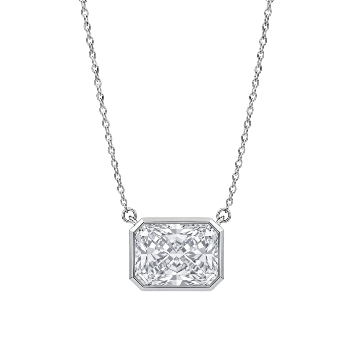1-6 ctw Mixed Solitaire Bezel Pendant Necklace