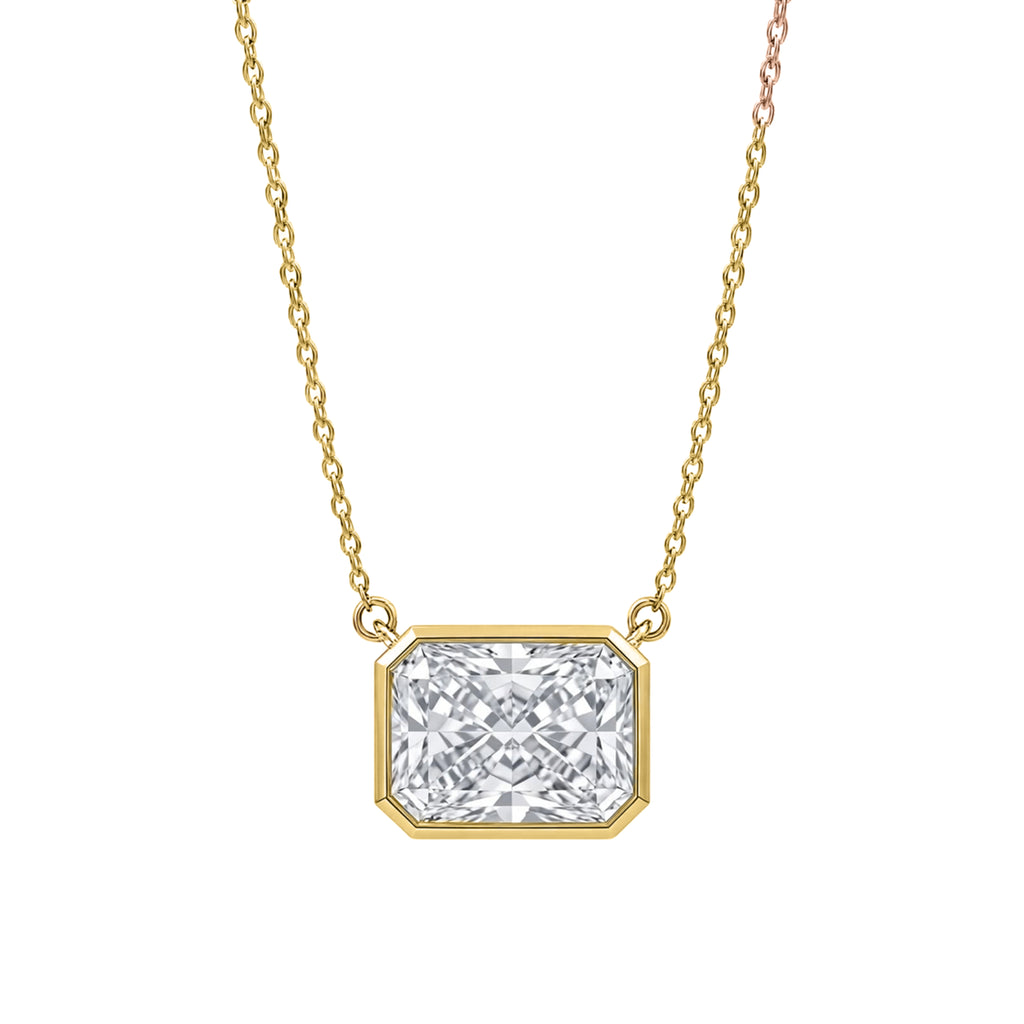 1-6 ctw Mixed Solitaire Bezel Pendant Necklace