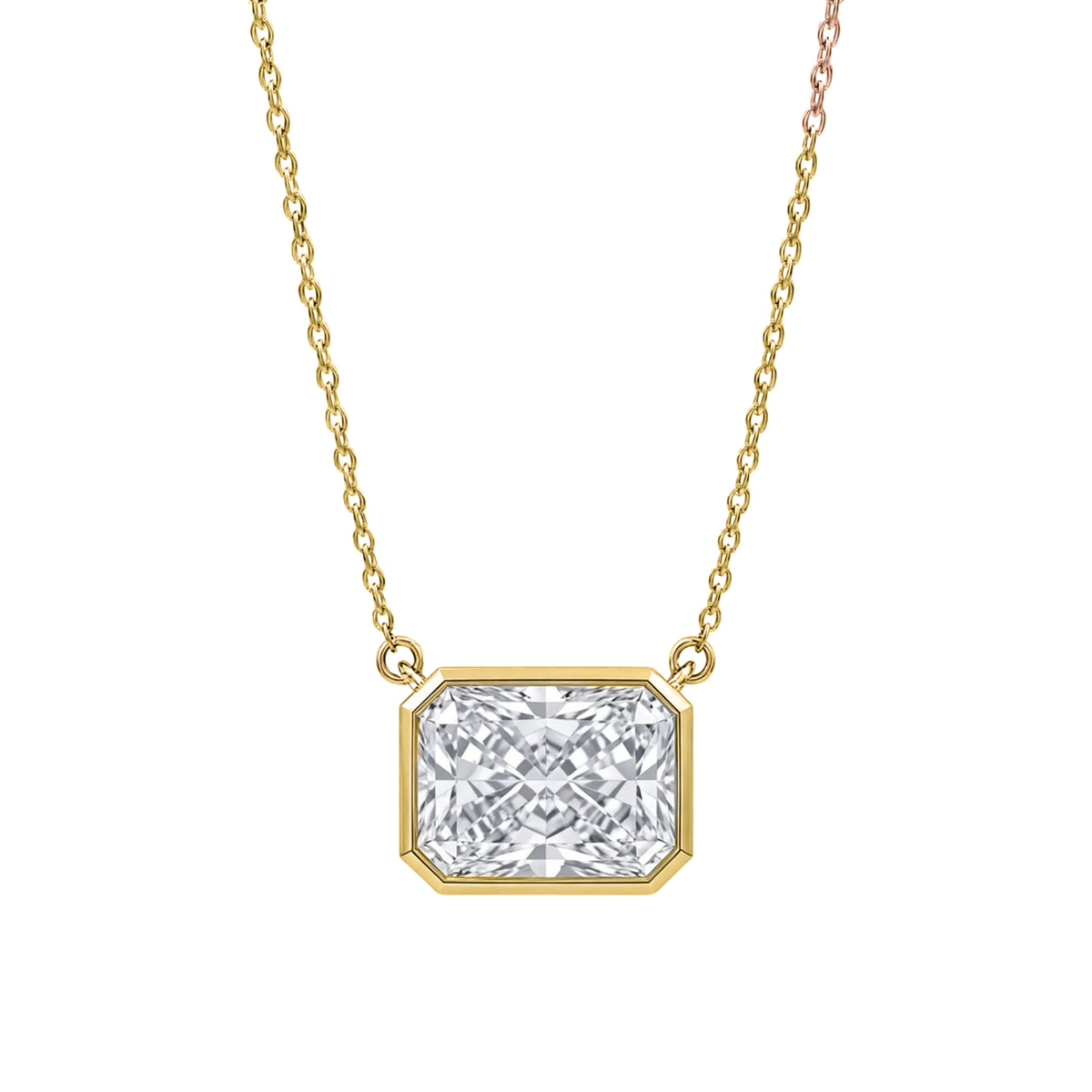 1-6 ctw Mixed Solitaire Bezel Pendant Necklace