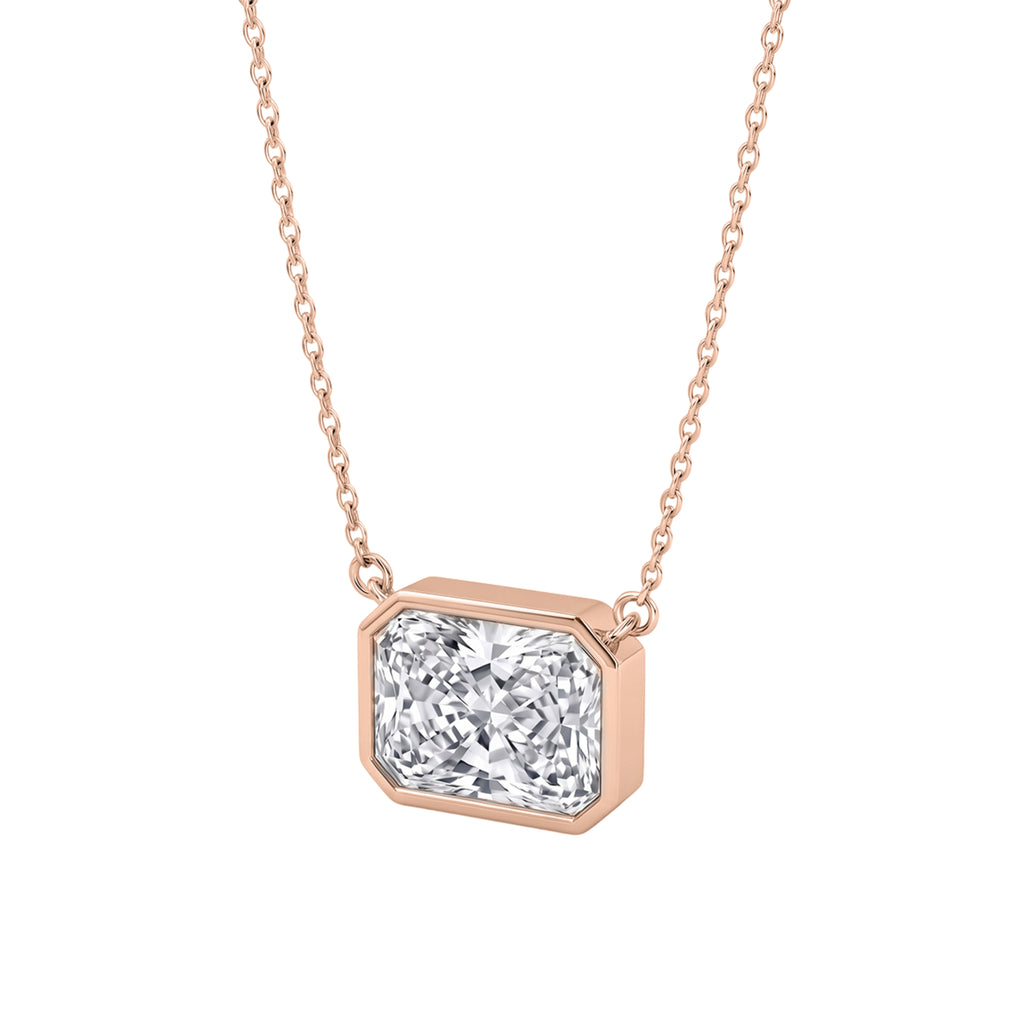 1-6 ctw Mixed Solitaire Bezel Pendant Necklace