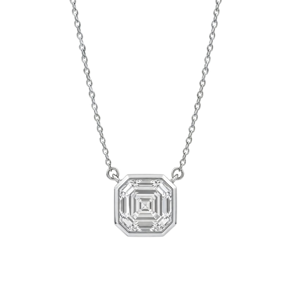 1-6 ctw Mixed Solitaire Bezel Pendant Necklace