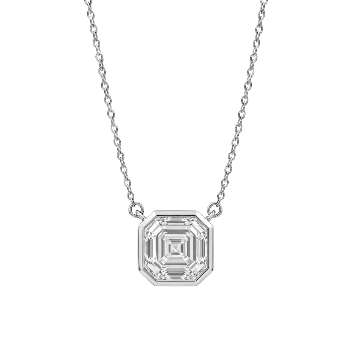 1-6 ctw Mixed Solitaire Bezel Pendant Necklace