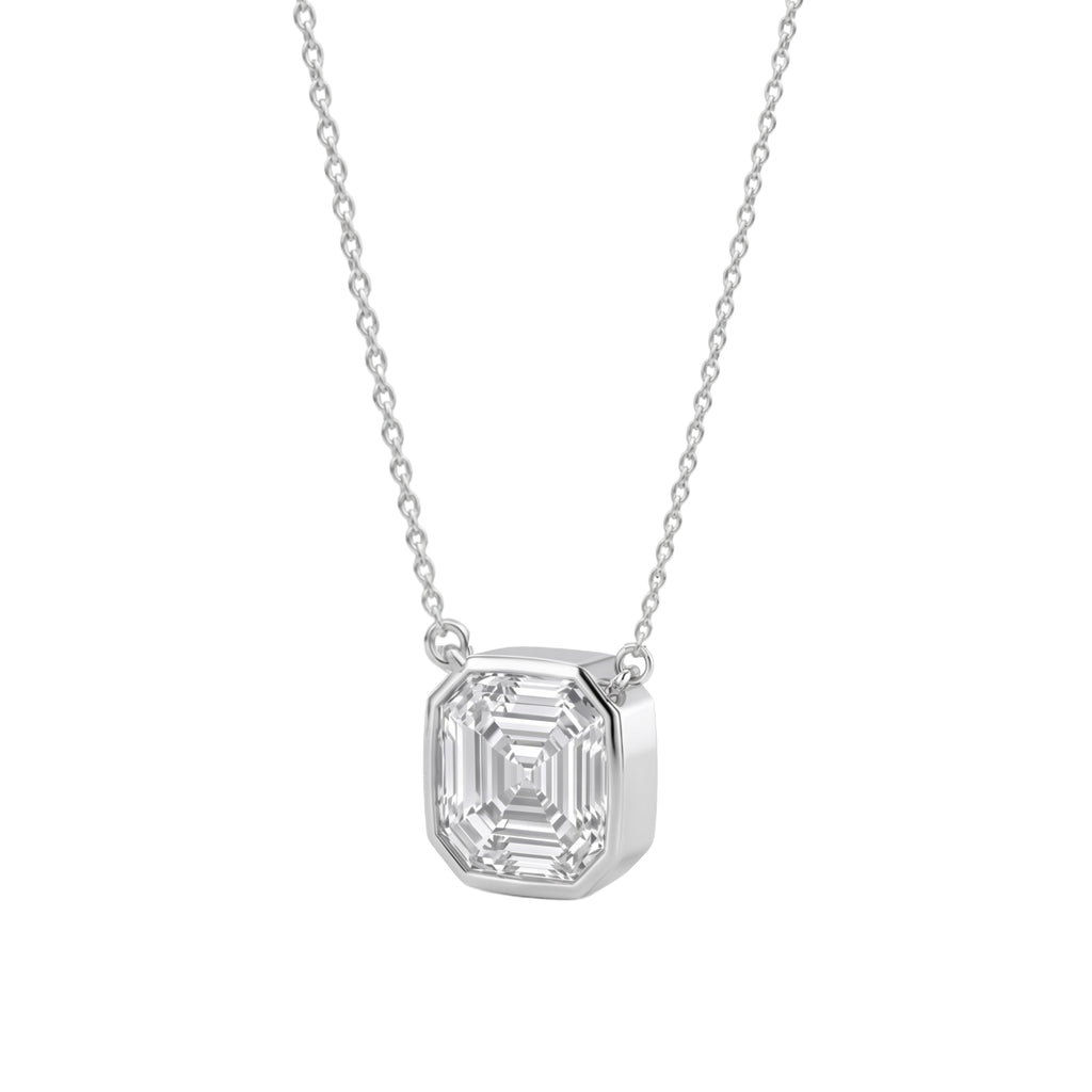1-6 ctw Mixed Solitaire Bezel Pendant Necklace