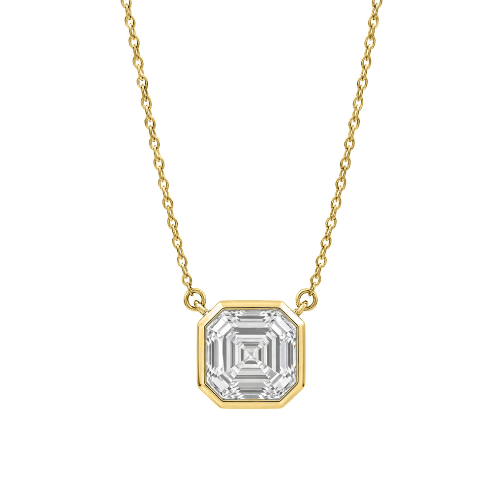 1-6 ctw Mixed Solitaire Bezel Pendant Necklace