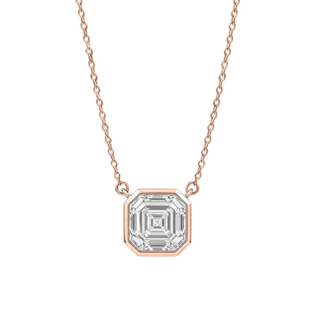 1-6 ctw Mixed Solitaire Bezel Pendant Necklace
