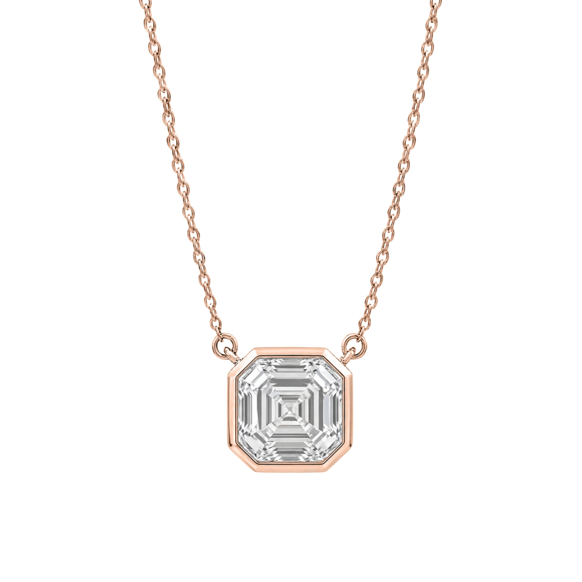 1-6 ctw Mixed Solitaire Bezel Pendant Necklace