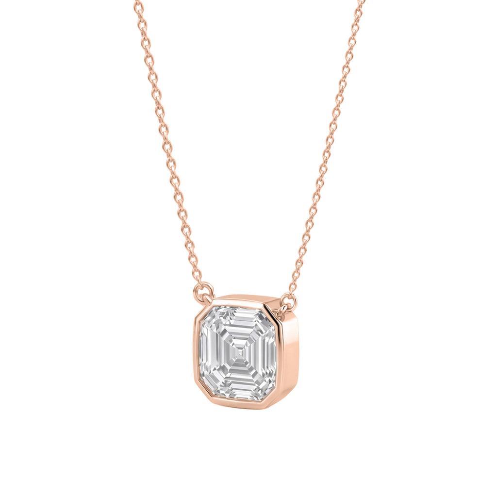 1-6 ctw Mixed Solitaire Bezel Pendant Necklace