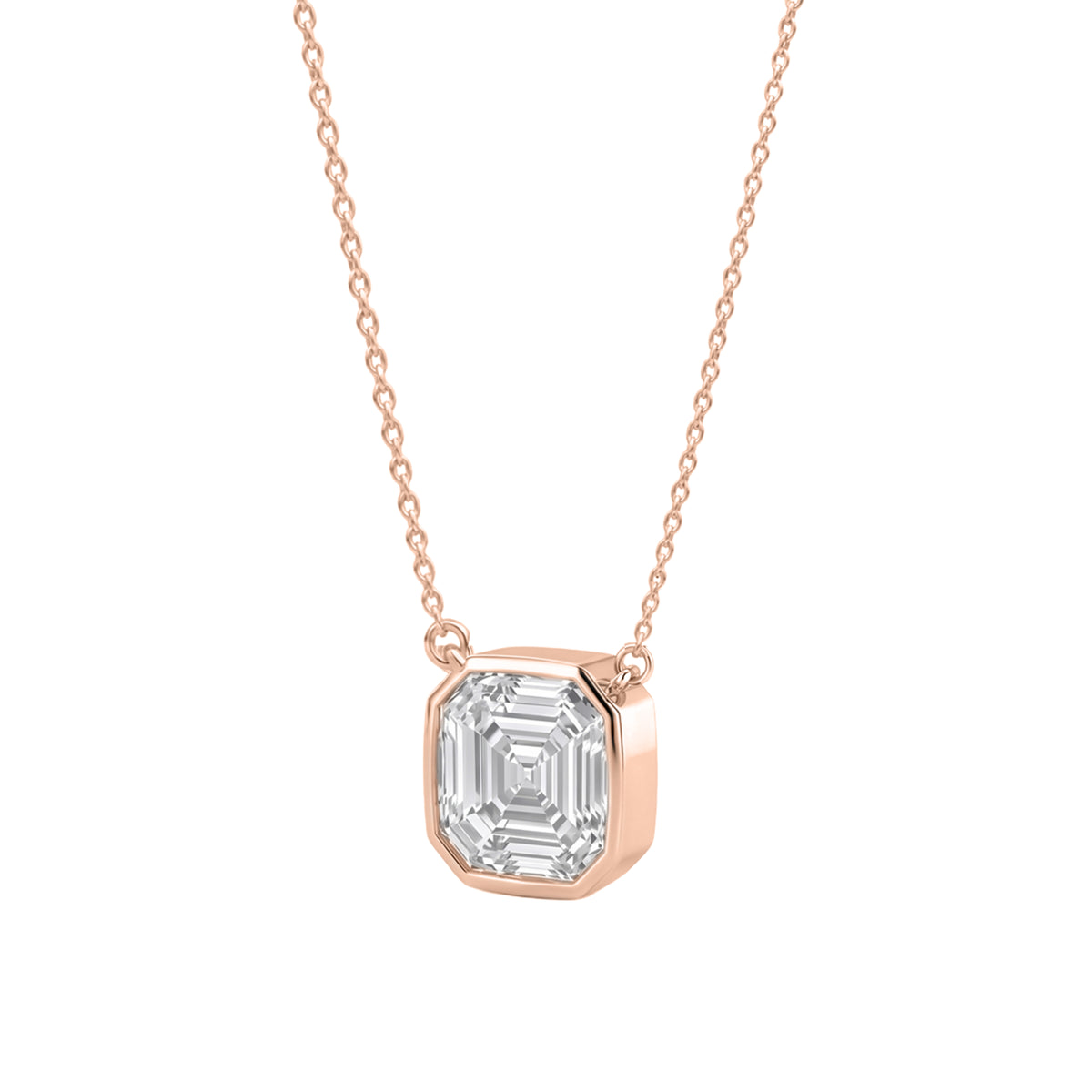 1-6 ctw Mixed Solitaire Bezel Pendant Necklace
