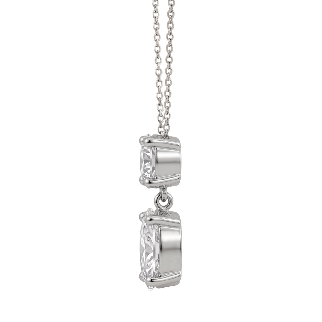 3-5 ctw Round-Oval 2 Stone Pendant