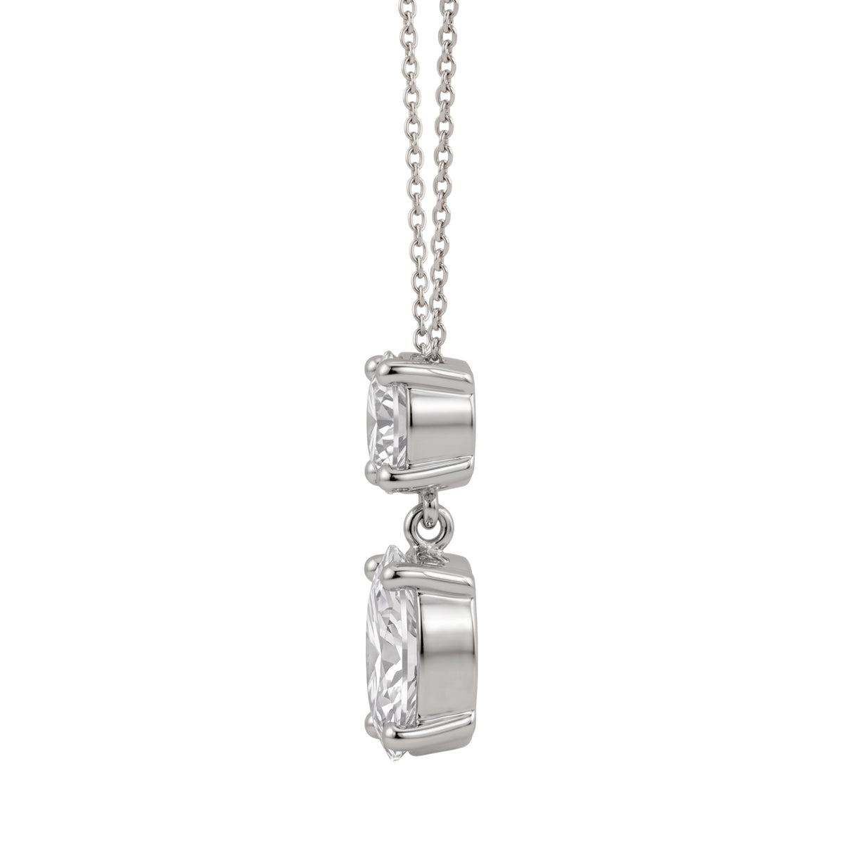 3-5 ctw Round-Oval 2 Stone Pendant