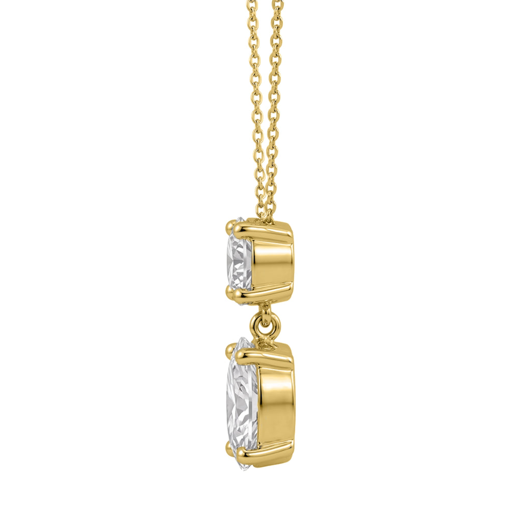 3-5 ctw Round-Oval 2 Stone Pendant