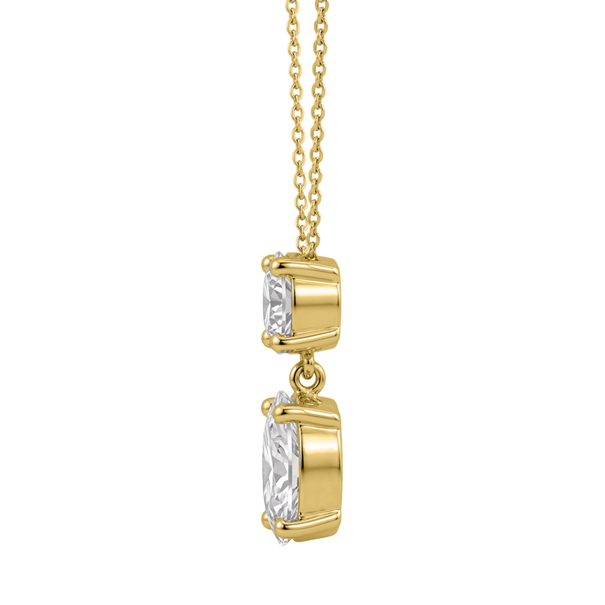 3-5 ctw Round-Oval 2 Stone Pendant