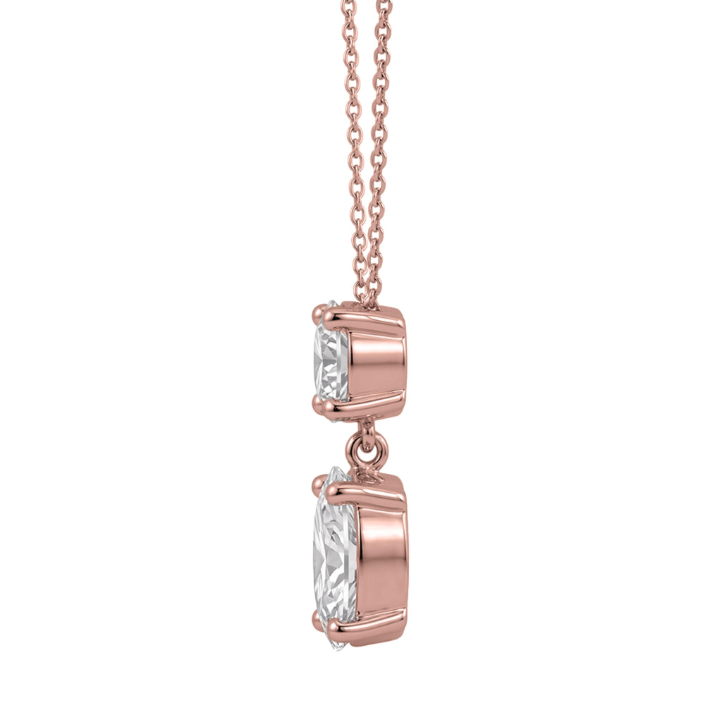 3-5 ctw Round-Oval 2 Stone Pendant