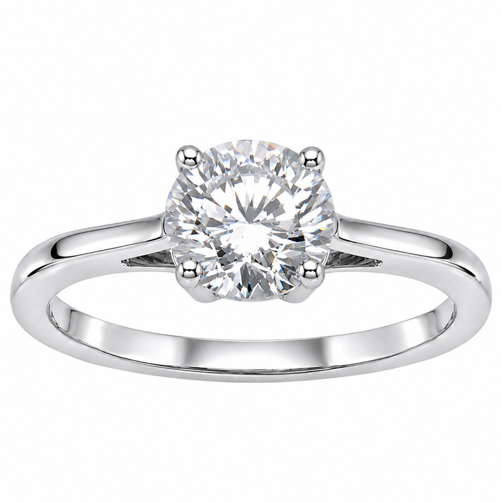 Diamonair Round solitaire ring 14K White Gold 6.00 CT Size 11