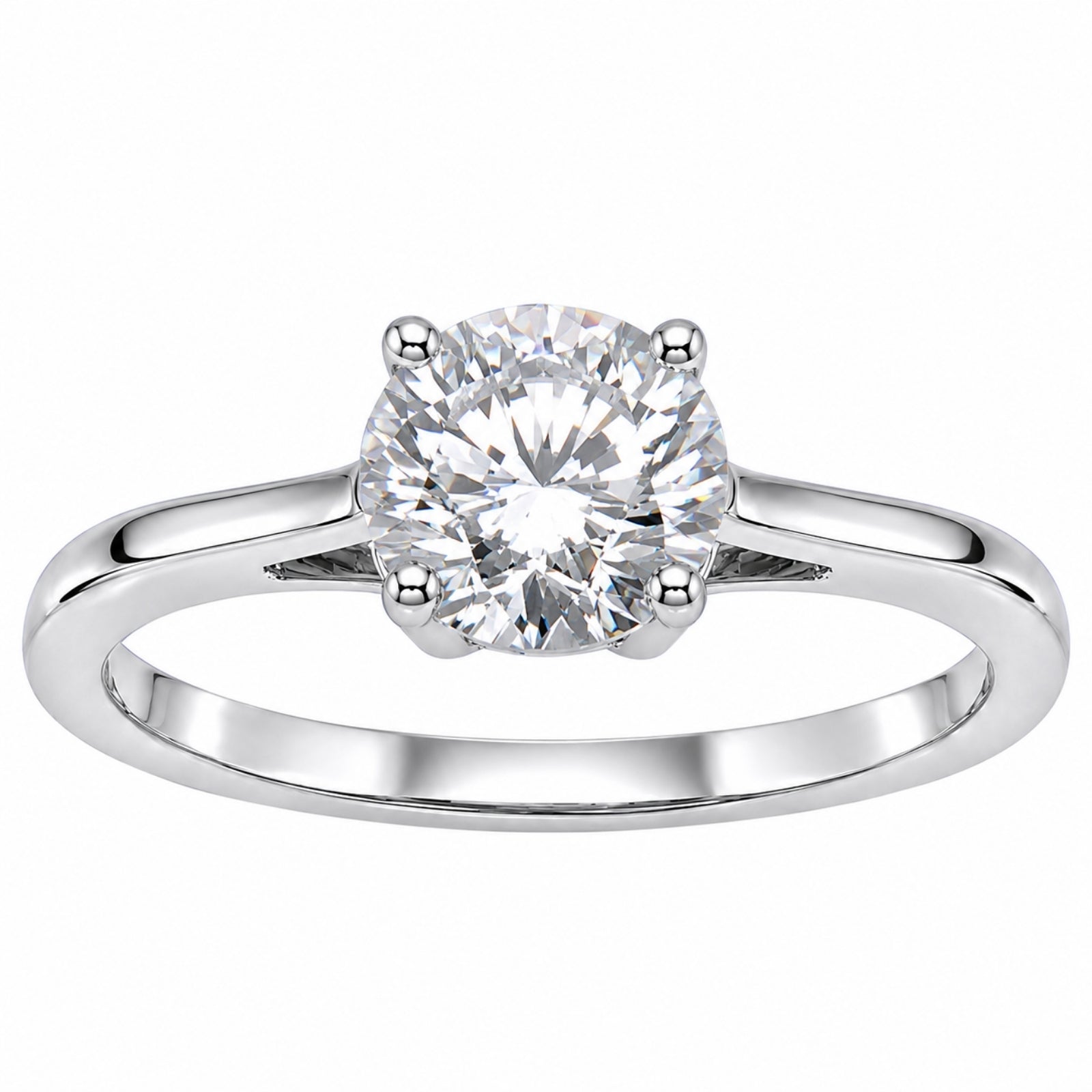 Diamonair Round solitaire ring 14K White Gold 6.00 CT Size 11