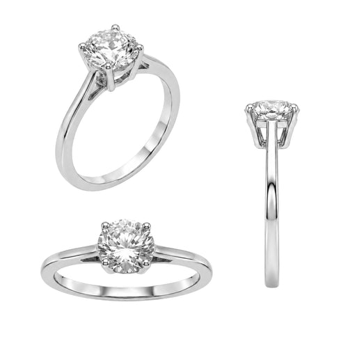 1.00-6.00 Carat T.W. Round-cut IGI Certified Lab Grown Diamond (F/VS+) 14K Gold Solitaire Ring
