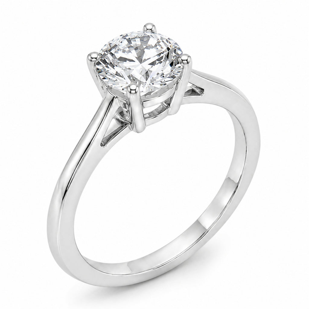 1.00-6.00 Carat T.W. Round-cut IGI Certified Lab Grown Diamond (F/VS+) 14K Gold Solitaire Ring