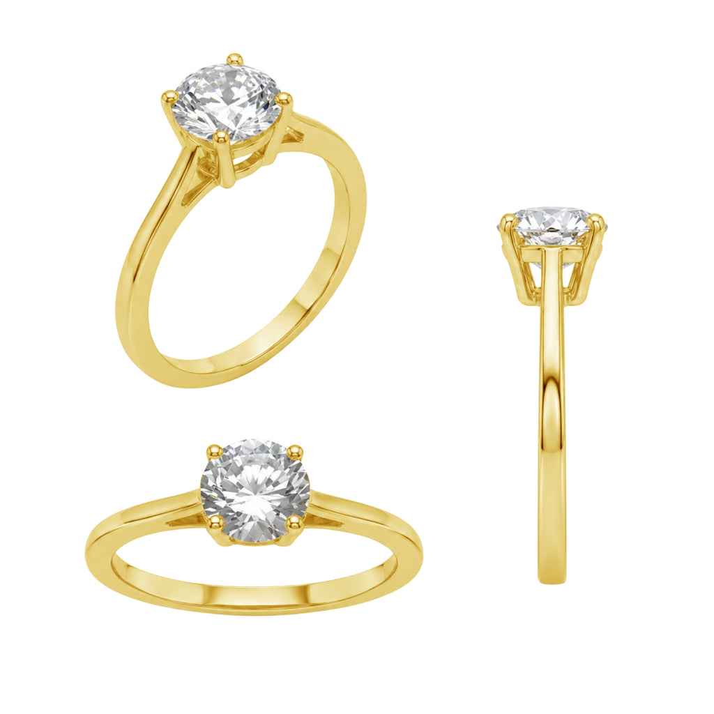 1.00-6.00 Carat T.W. Round-cut IGI Certified Lab Grown Diamond (F/VS+) 14K Gold Solitaire Ring