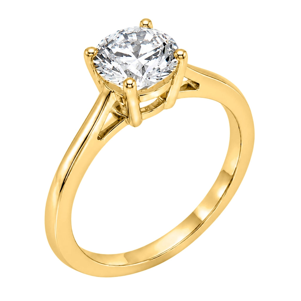 1.00-6.00 Carat T.W. Round-cut IGI Certified Lab Grown Diamond (F/VS+) 14K Gold Solitaire Ring