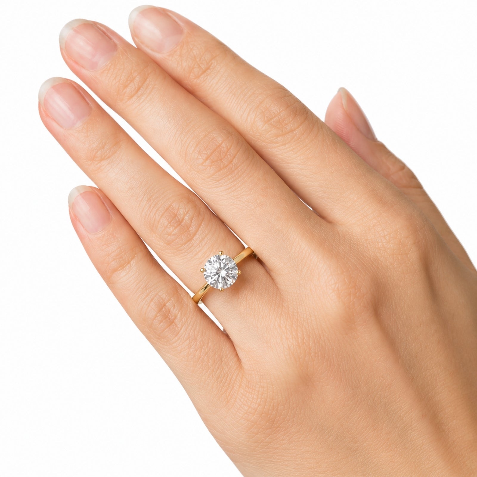 1.00-6.00 Carat T.W. Round-cut IGI Certified Lab Grown Diamond (F/VS+) 14K Gold Solitaire Ring