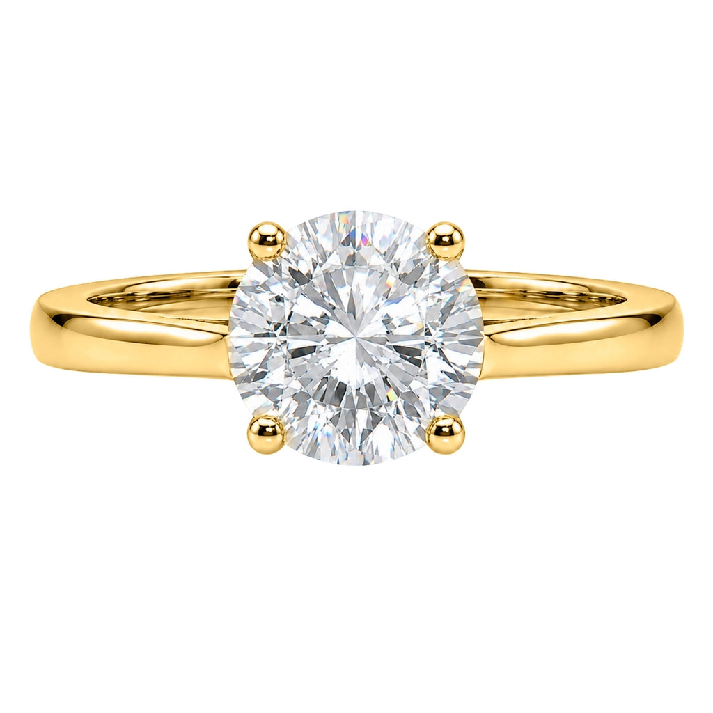 1.00-6.00 Carat T.W. Round-cut IGI Certified Lab Grown Diamond (F/VS+) 14K Gold Solitaire Ring
