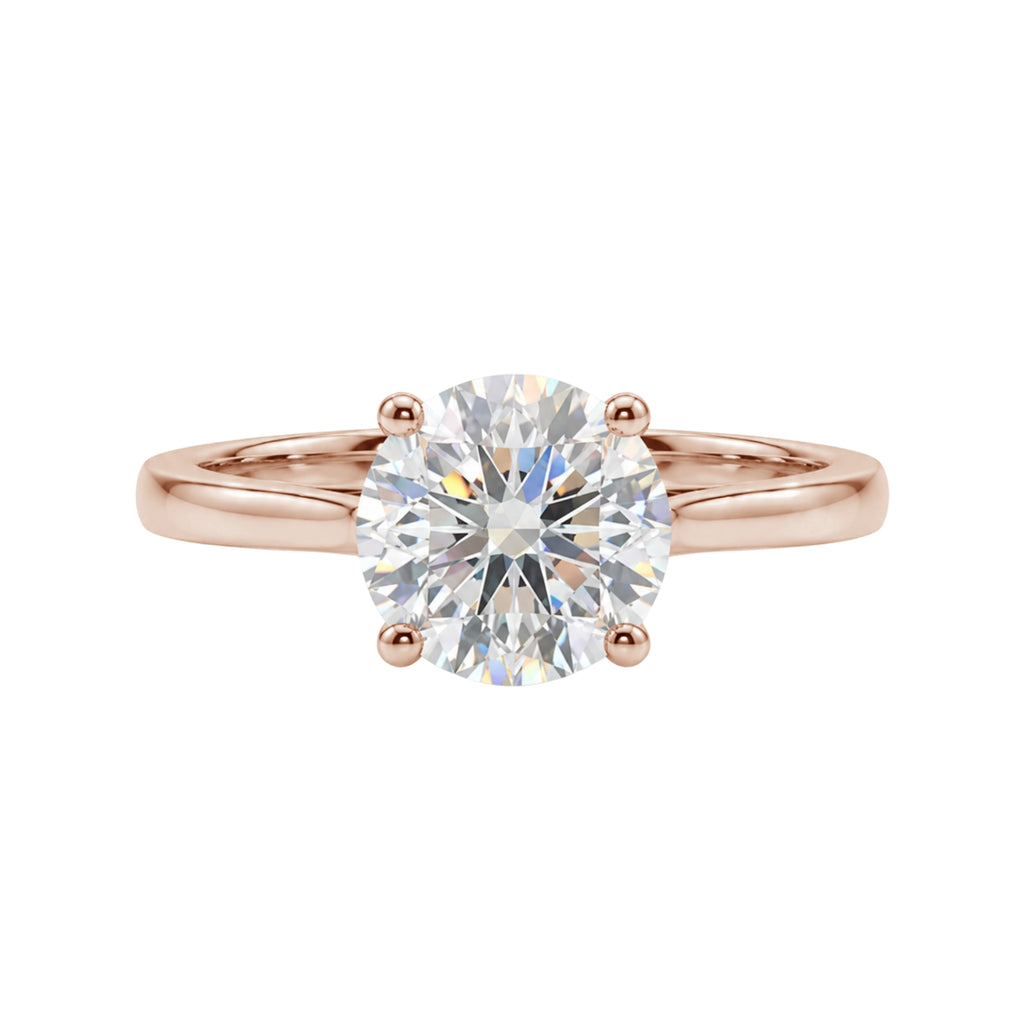 1.00-6.00 Carat T.W. Round-cut IGI Certified Lab Grown Diamond (F/VS+) 14K Gold Solitaire Ring