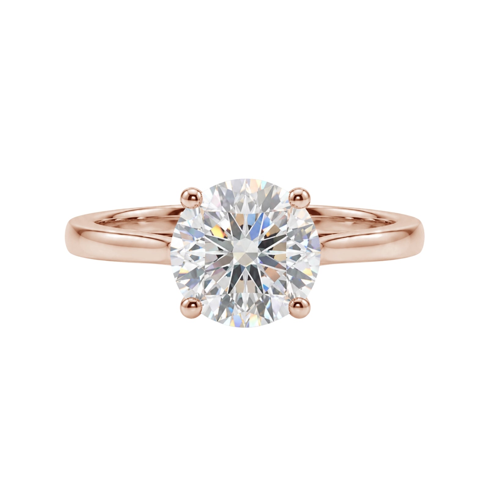 1.00-6.00 Carat T.W. Round-cut IGI Certified Lab Grown Diamond (F/VS+) 14K Gold Solitaire Ring