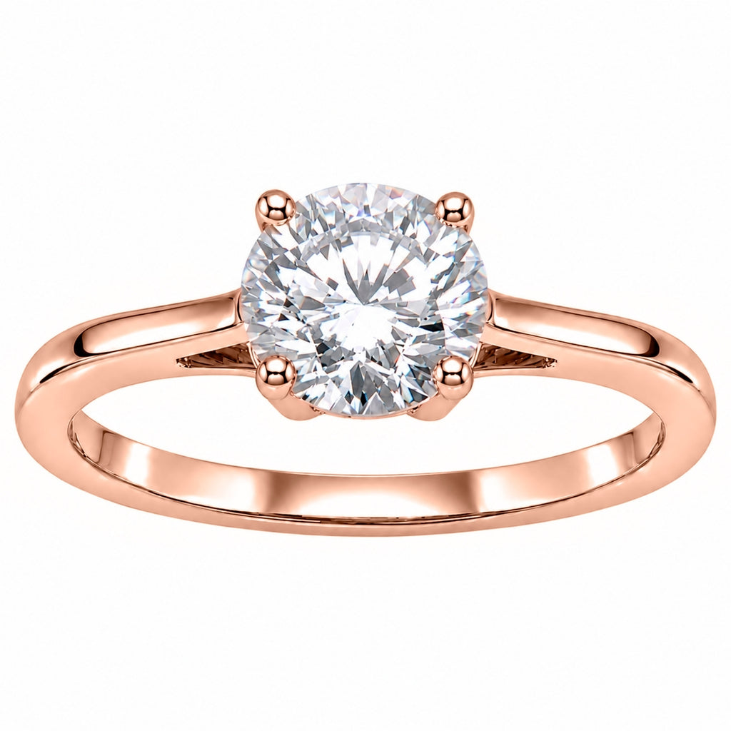 Diamonair Round solitaire ring 14K Rose Gold 6.00 CT Size 11