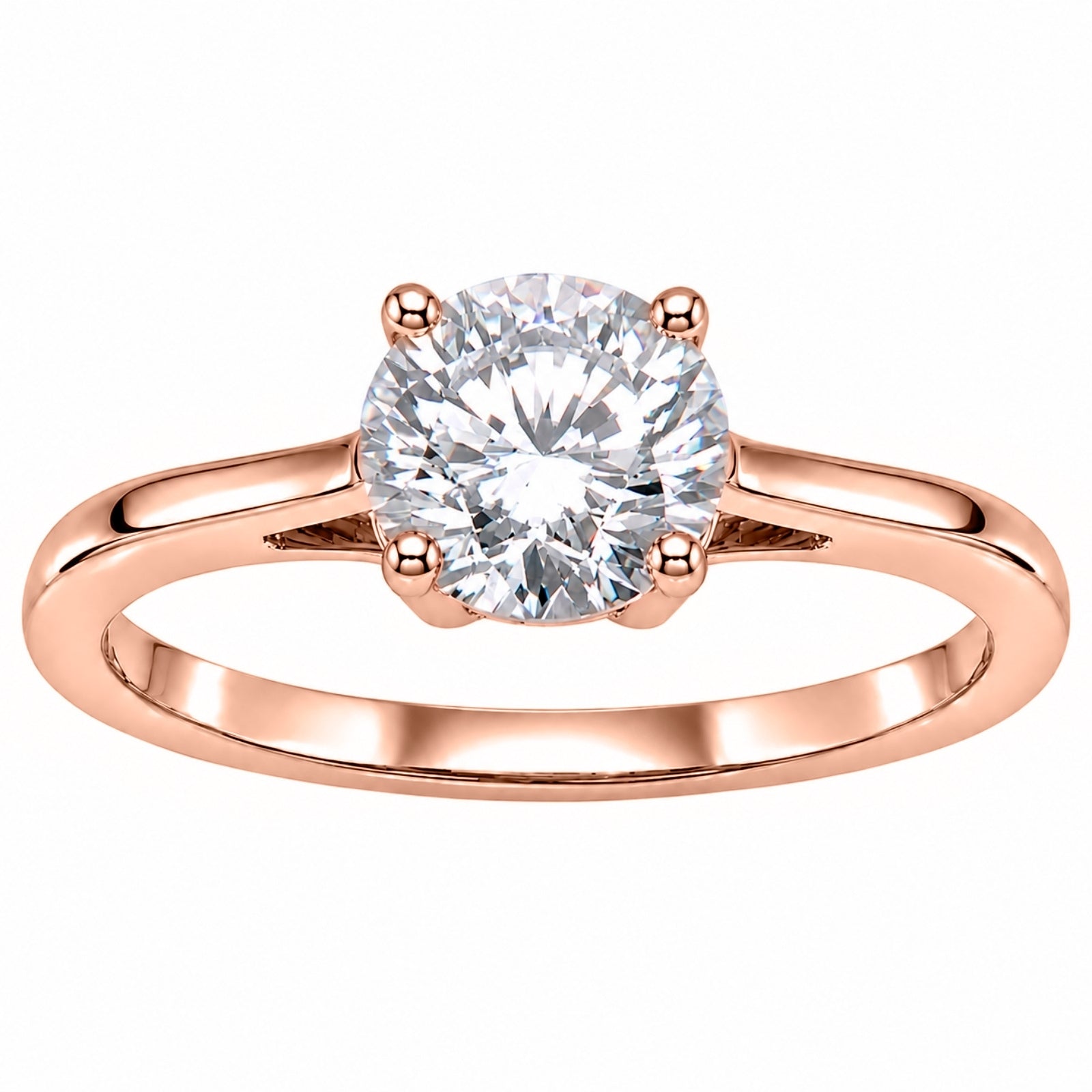 Diamonair Round solitaire ring 14K Rose Gold 6.00 CT Size 11