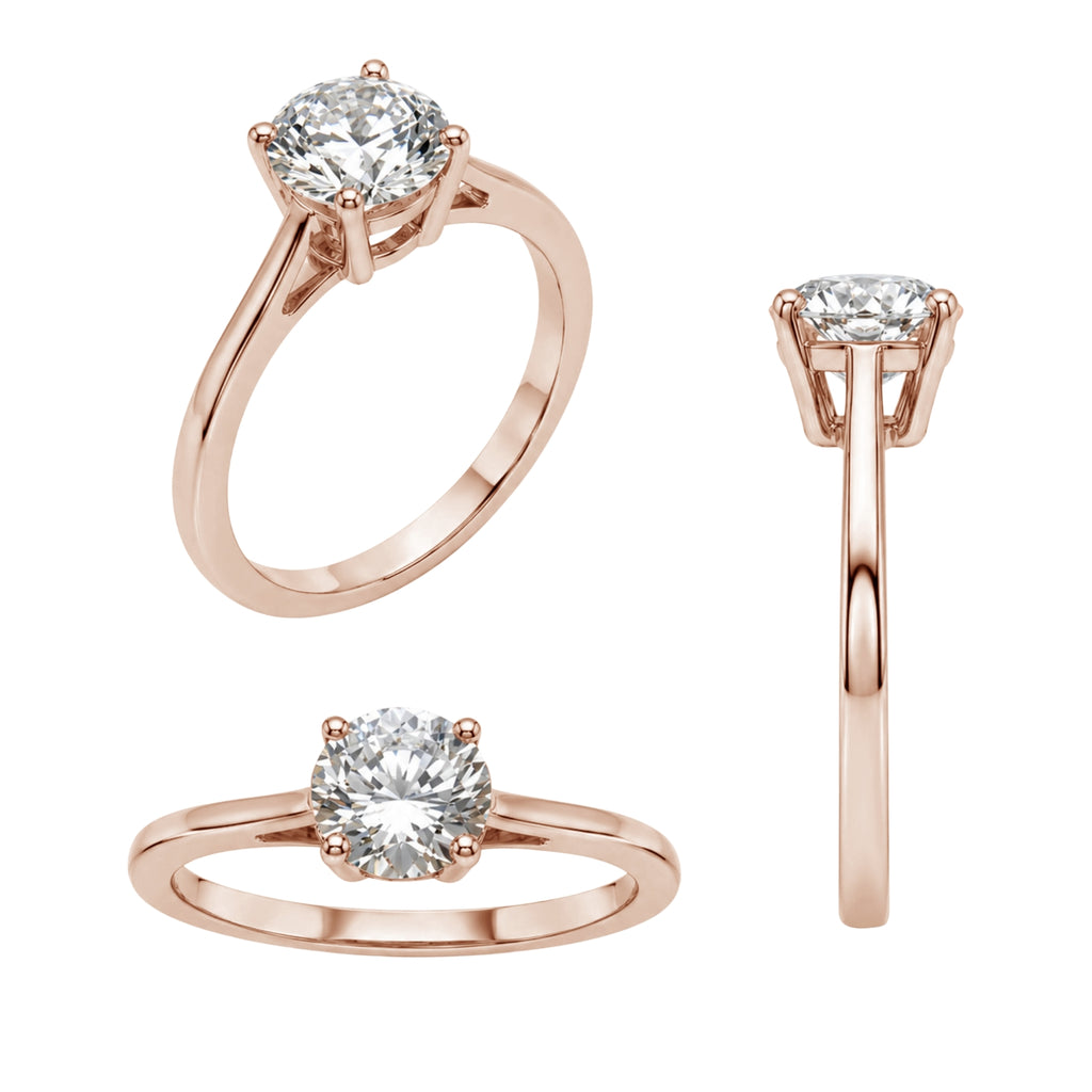 1.00-6.00 Carat T.W. Round-cut IGI Certified Lab Grown Diamond (F/VS+) 14K Gold Solitaire Ring