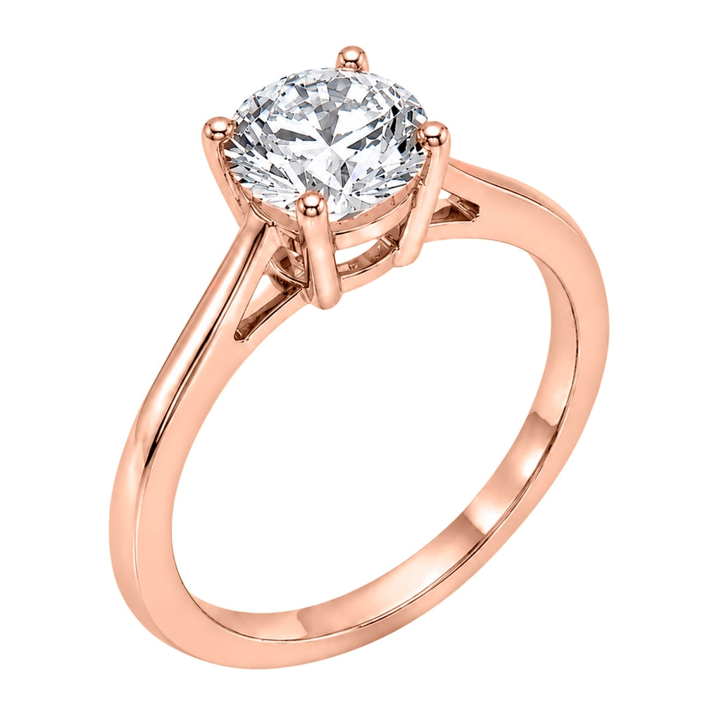 1.00-6.00 Carat T.W. Round-cut IGI Certified Lab Grown Diamond (F/VS+) 14K Gold Solitaire Ring