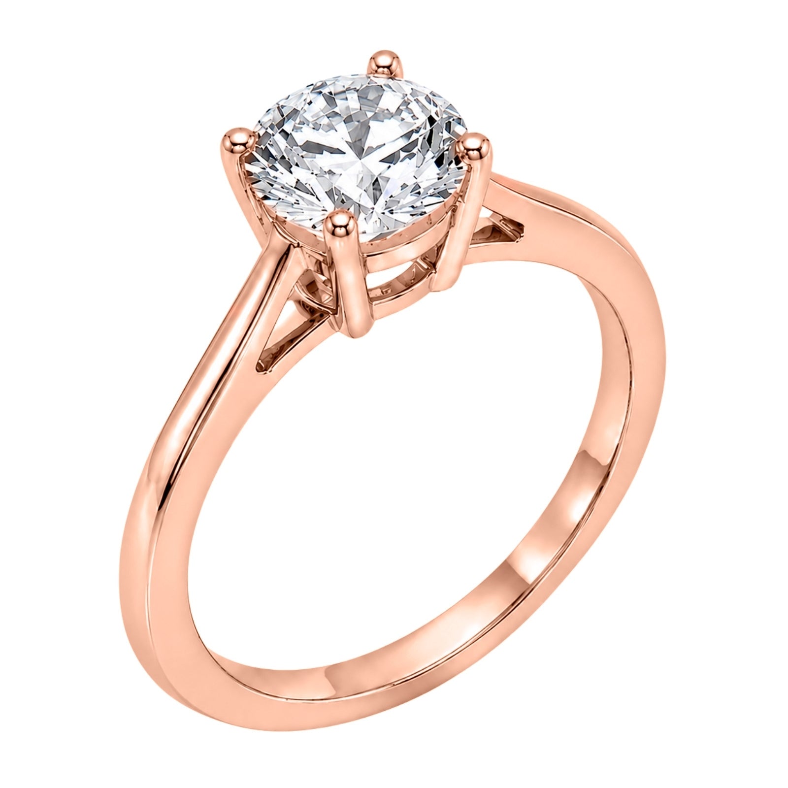 1.00-6.00 Carat T.W. Round-cut IGI Certified Lab Grown Diamond (F/VS+) 14K Gold Solitaire Ring