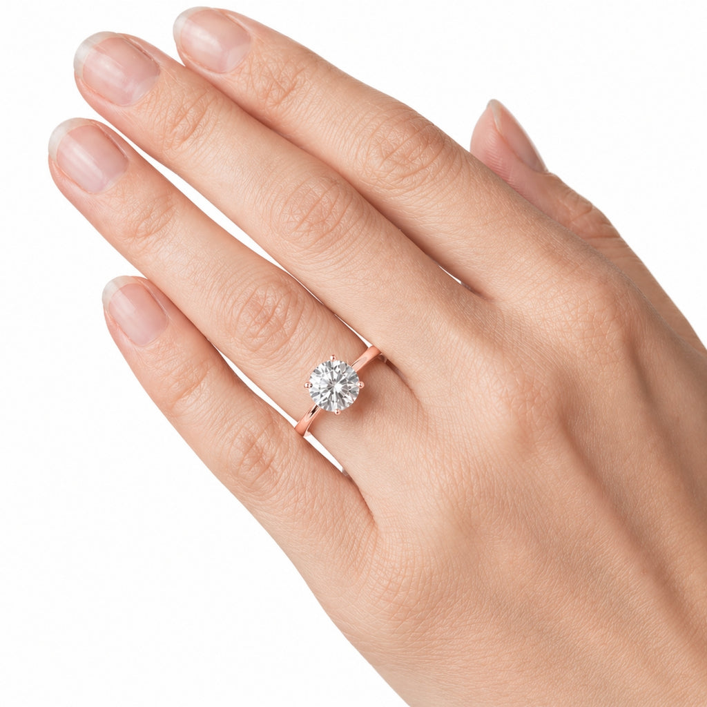 1.00-6.00 Carat T.W. Round-cut IGI Certified Lab Grown Diamond (F/VS+) 14K Gold Solitaire Ring