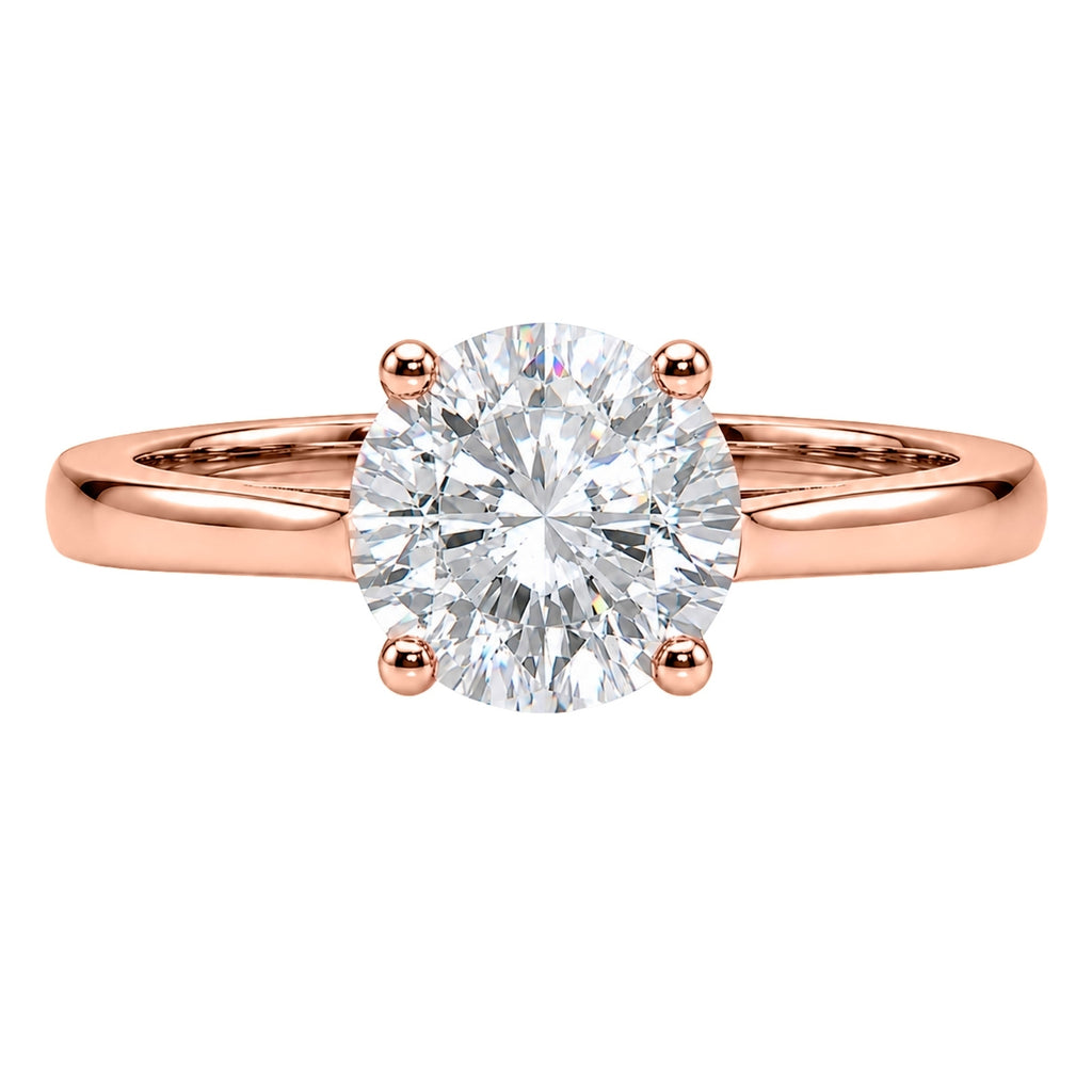 1.00-6.00 Carat T.W. Round-cut IGI Certified Lab Grown Diamond (F/VS+) 14K Gold Solitaire Ring