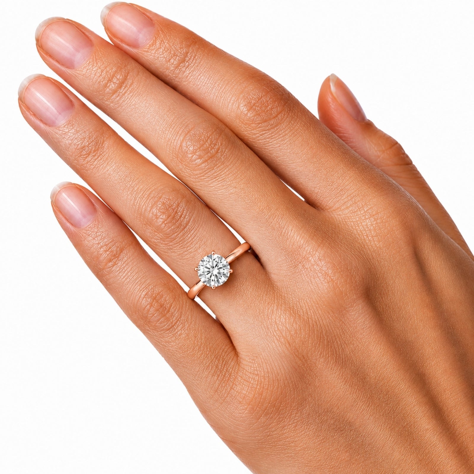 1.00-6.00 Carat T.W. Round-cut IGI Certified Lab Grown Diamond (F/VS+) 14K Gold Solitaire Ring