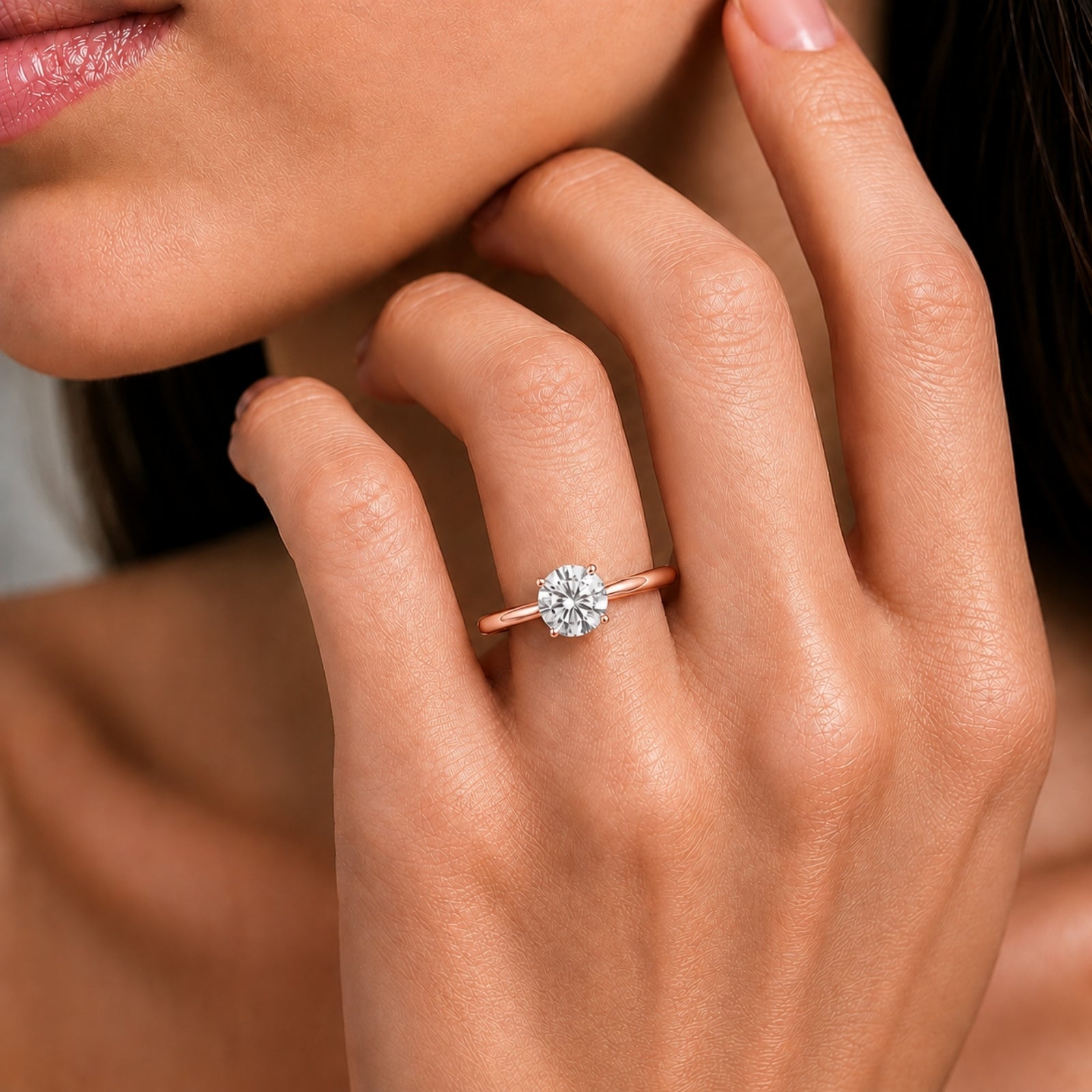1.00-6.00 Carat T.W. Round-cut IGI Certified Lab Grown Diamond (F/VS+) 14K Gold Solitaire Ring
