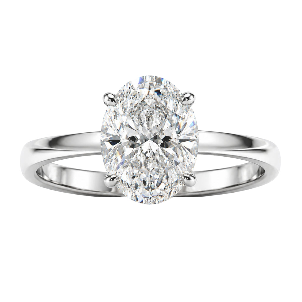 Diamonair Oval solitaire ring 14K White Gold 6.00 CT Size 11