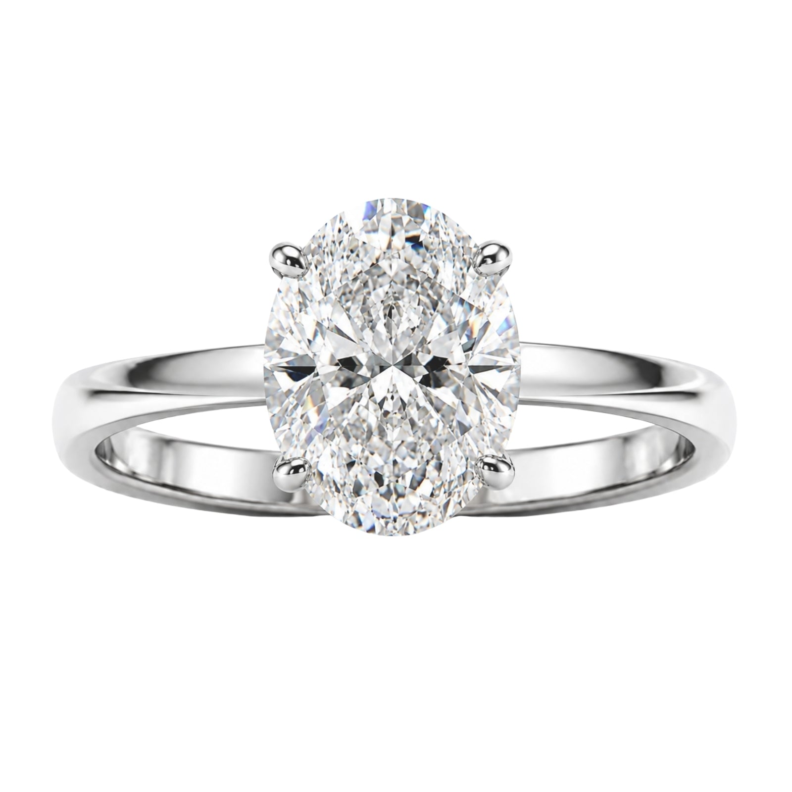 Diamonair Oval solitaire ring 14K White Gold 6.00 CT Size 11