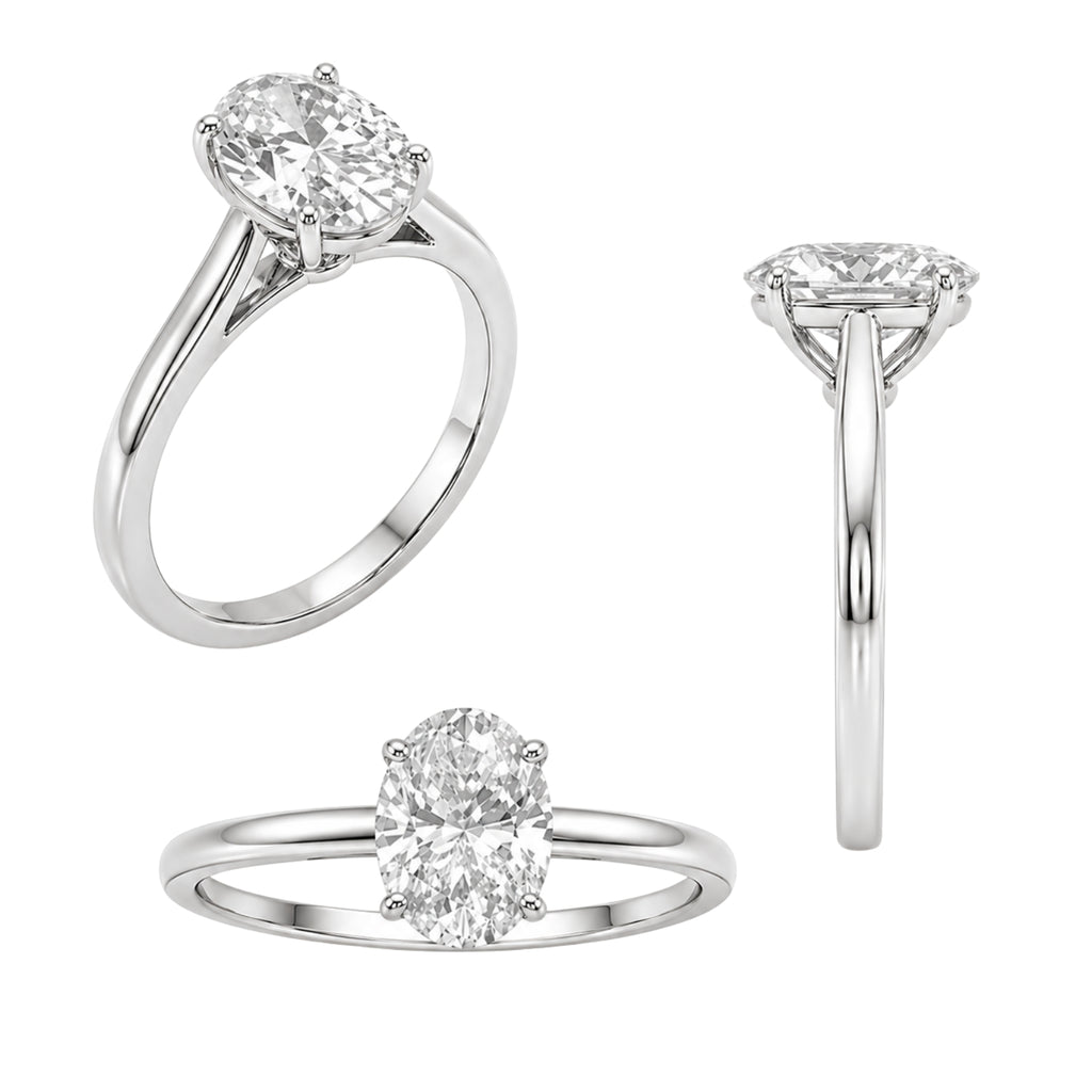 1.00-6.00 Carat T.W. Oval-cut IGI Certified IGI Certified Lab Grown Diamond (F/VS+) 14K Gold Solitaire Ring