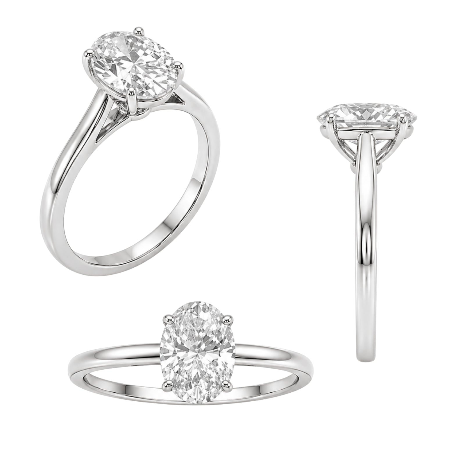 1.00-6.00 Carat T.W. Oval-cut IGI Certified IGI Certified Lab Grown Diamond (F/VS+) 14K Gold Solitaire Ring
